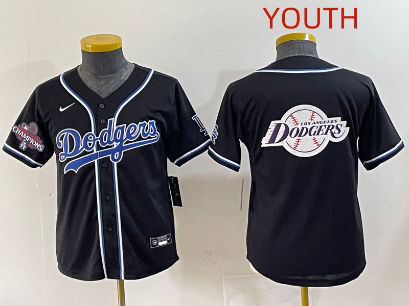 Youth 2025 Los Angeles Dodgers Blank Black Three generations Fashion Nike MLB Jersey style 34->youth mlb jersey->Youth Jersey